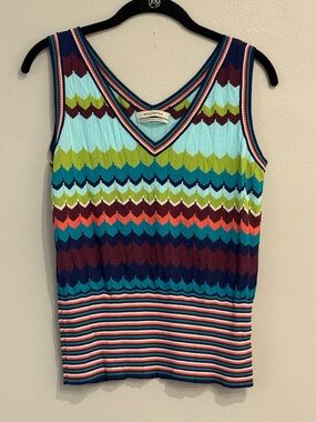 Anthropologie Aldo Martins Multicolor Pattern Sleeveless V-Neck Knit Tank Sz S